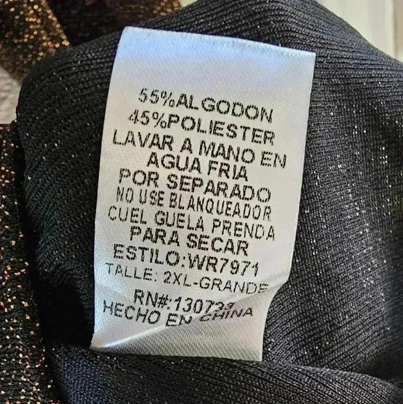 Y2k Umgee Black & Gold Off-the-Shoulder Ruffle Long Sleeve Top - Picture 7 of 8